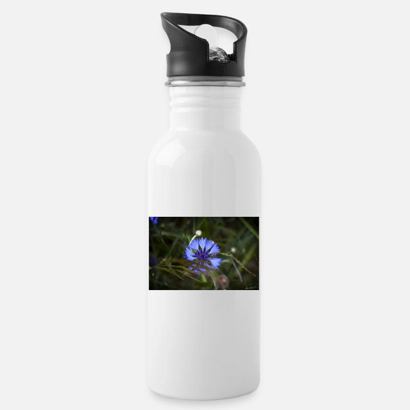 Cornflower Indigo Light - Water bottle with straw - white