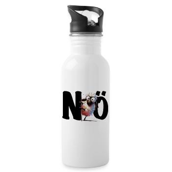 NÖ - lustiges Schaf - Nein nope - Trinkflasche mit integriertem Trinkhalm - Weiß - Rechts