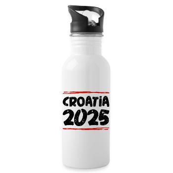 Croatia 2025 Spruch - Trinkflasche mit integriertem Trinkhalm - Weiß - Rechts