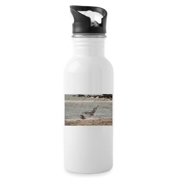 Zwischen Himmel und Meer - Trinkflasche mit integriertem Trinkhalm - Weiß - Rechts