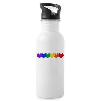 Rainbow heart pride - Trinkflasche mit integriertem Trinkhalm - Weiß - Rechts