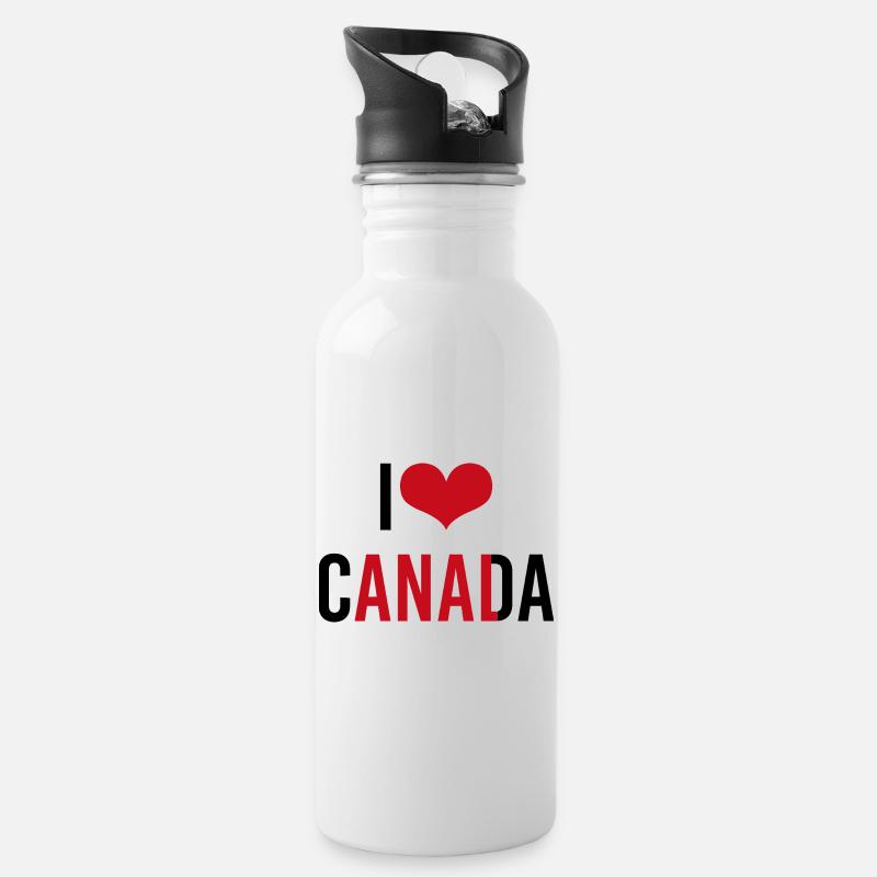 J’aime le Canada - Gourde avec paille intégrée - blanc