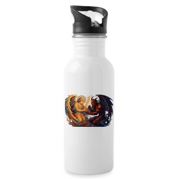 Celestial Archangel vs Infernal Beast - Water bottle with straw - white - Right