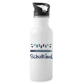 HURRA SCHULKIND - EINSCHULUNG - SCHULSTART - Trinkflasche mit integriertem Trinkhalm - Weiß - Rechts