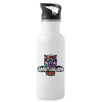Amsterdam 2025 Urlaub Fuchs - Trinkflasche mit integriertem Trinkhalm - Weiß - Rechts
