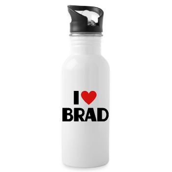 J'aime Brad Red Heart Love Fan Gift - Gourde avec paille intégrée - blanc - Droite