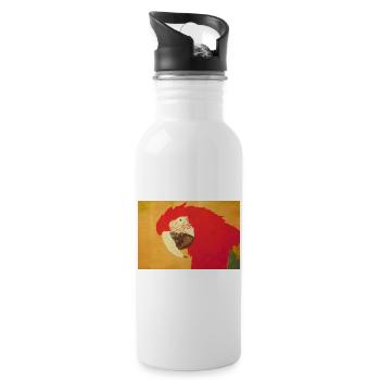 Elegant parrot head with warm play of colours - Water bottle with straw - white - Right