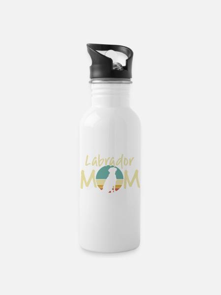 Labrador Mama Retro Sonnenuntergang Design - Trinkflasche mit integriertem Trinkhalm - Weiß