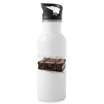 Vintage suitcase with travel vocabulary - Water bottle with straw - white - Right