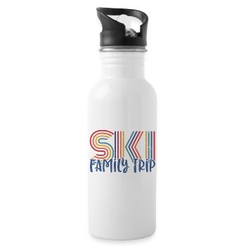 Colourful Family Ski Trip Design - Water bottle with straw - white - Right