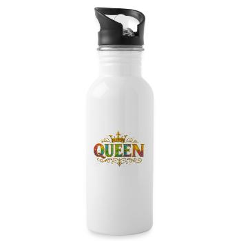 Queen-like glitter gold design - Water bottle with straw - white - Right