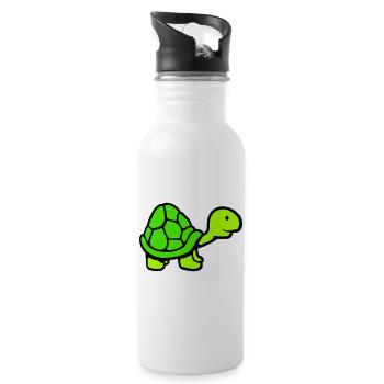Turtle long neck smiling happy funny - Water bottle with straw - white - Right