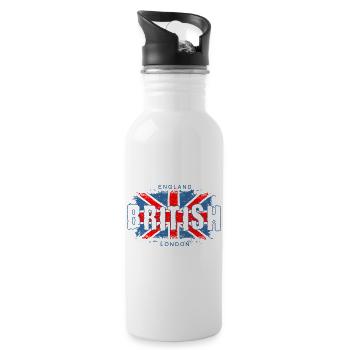 England British Flag Graphic Design - Water bottle with straw - white - Right