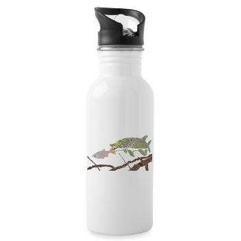 A pike chases a rudd - Water bottle with straw - white - Right