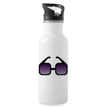 Schwarze Sonnenbrille mit Farbverlauf - Trinkflasche mit integriertem Trinkhalm - Weiß - Rechts