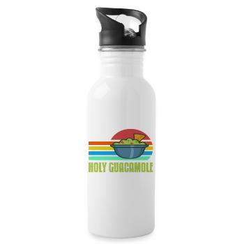 Holy Guacamole Retro Funny Avocado Dip Pun - Water bottle with straw - white - Right