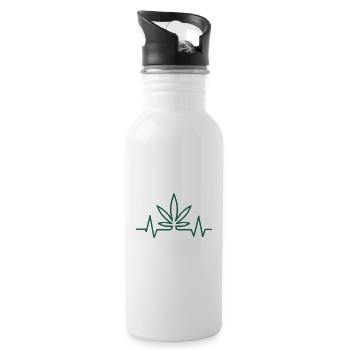 Heartbeat Hemp Leaf - Water bottle with straw - white - Right