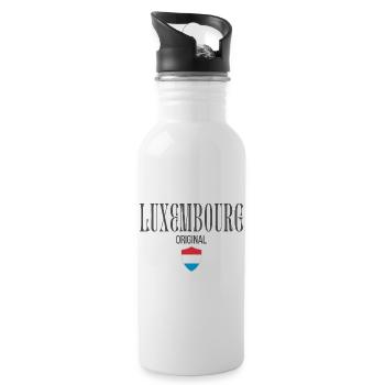 Ursprünglich aus Luxemburg, geboren in Luxemburg - Trinkflasche mit integriertem Trinkhalm - Weiß - Rechts