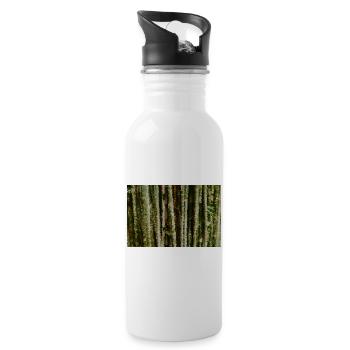 Birch Forest Pixel Stripes - Water bottle with straw - white - Right