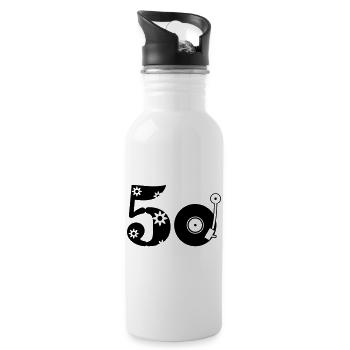 50er Fünfzig Fifties - Trinkflasche mit integriertem Trinkhalm - Weiß - Rechts