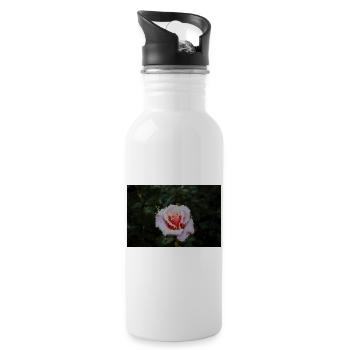 Rose watercolor in pixel style - Water bottle with straw - white - Right