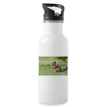 Squirrel Mosaic in the grass field - Water bottle with straw - white - Right
