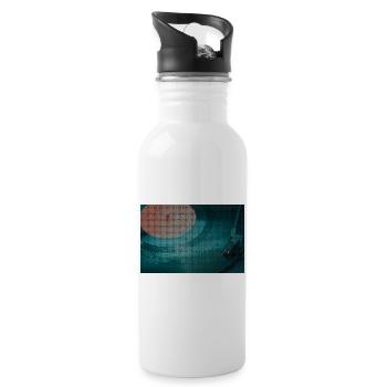 Turntable in a curvy pattern - Water bottle with straw - white - Right