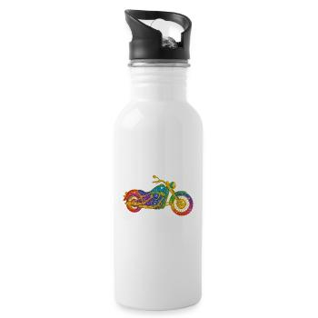 Glitzerndes Regenbogenmotorrad - Trinkflasche mit integriertem Trinkhalm - Weiß - Rechts