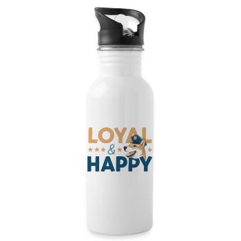 Loyale & Glückliche Grafik - Trinkflasche mit integriertem Trinkhalm - Weiß - Rechts