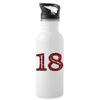 18. 18 JAHRE ALT. 18-JÄHRIGES JUBILÄUM. 18. GEBURTSTAG. - Trinkflasche mit integriertem Trinkhalm - Weiß - Rechts