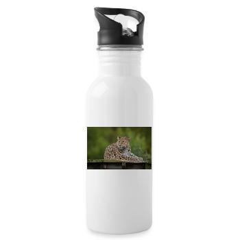 Leopard - Water bottle with straw - white - Right