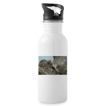 Two small rodents with striped fur face - Water bottle with straw - white - Right