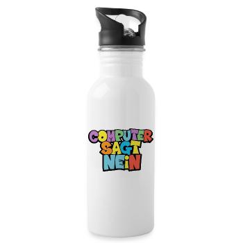 Bunte Computer Sagt Nein Grafik - Trinkflasche mit integriertem Trinkhalm - Weiß - Rechts
