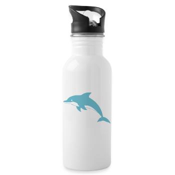 Delfin Delphine T-shirt Geschenk - Trinkflasche mit integriertem Trinkhalm - Weiß - Rechts