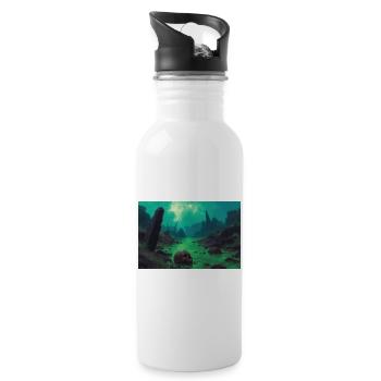 Dark fantasy horror illustration - Water bottle with straw - white - Right