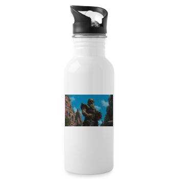 Illustration of a fantasy landscape - Water bottle with straw - white - Right