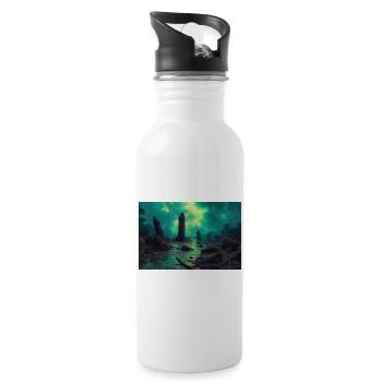 Dark fantasy illustration - Water bottle with straw - white - Right