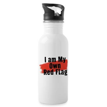 Mon Propre Drapeau Rouge | T-Shirt Humor Ironisch - Trinkflasche mit integriertem Trinkhalm - Weiß - Rechts