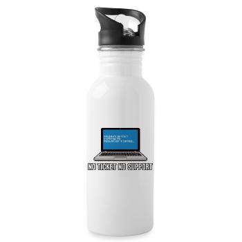 No Ticket No Support Admin IT-Support Spruch - Water bottle with straw - white - Right