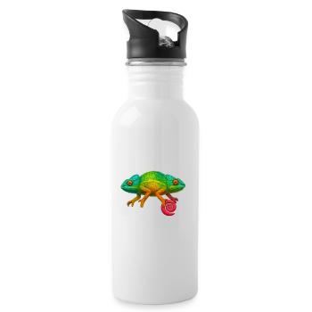 Regenbogen Chamäleon Lolli - Trinkflasche mit integriertem Trinkhalm - Weiß - Rechts