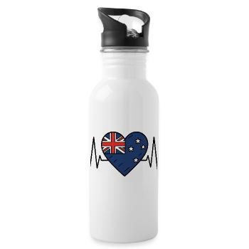 Neuseeland Flagge Heartbeat Line Kiwi Pride Kunst - Trinkflasche mit integriertem Trinkhalm - Weiß - Rechts