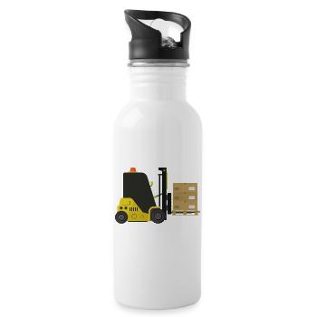 Gabelstapler - Trinkflasche mit integriertem Trinkhalm - Weiß - Rechts