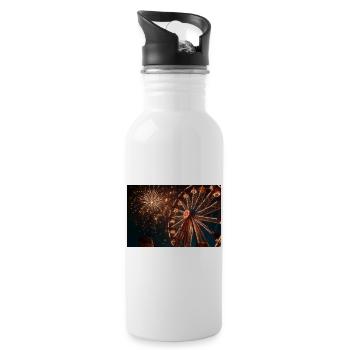 Sea of lights on the Ferris wheel - Water bottle with straw - white - Right