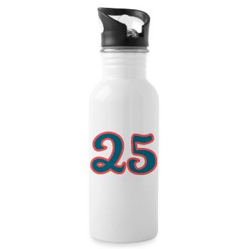 25. 25 YEARS. 25th ANNIVERSARY. 25 YEARS ANNIVERSARY. - Water bottle with straw - white - Right