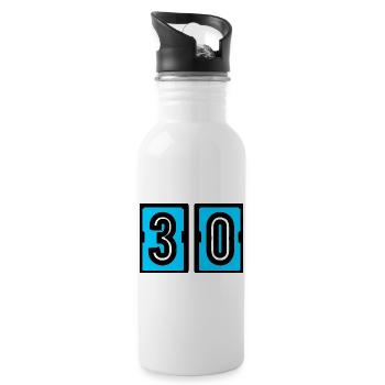 30. 30 ANS. 30e ANNIVERSAIRE. ANNIVERSAIRE 30 ANS. - Gourde avec paille intégrée - blanc - Droite