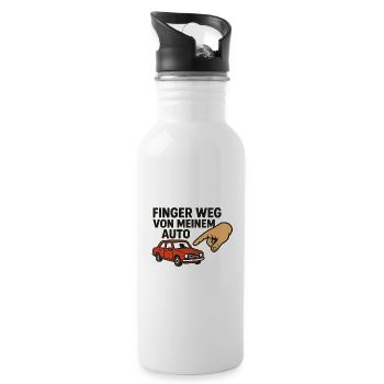 Finger Weg Von Meinem Auto - Trinkflasche mit integriertem Trinkhalm - Weiß - Rechts