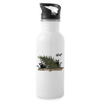 Chaotische Weihnachtskatzen – Lustiges XMAS Katzen - Trinkflasche mit integriertem Trinkhalm - Weiß - Rechts