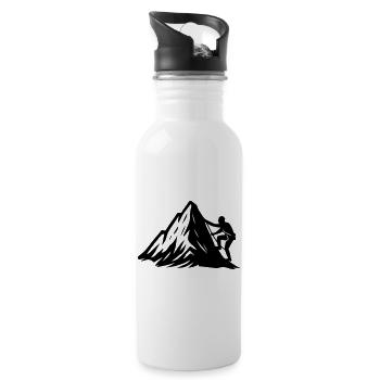 Bergsteiger Symbol Berge - Trinkflasche mit integriertem Trinkhalm - Weiß - Rechts