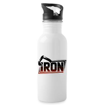 Crimson Gradient Bold Wordmark with Frame - Water bottle with straw - white - Right