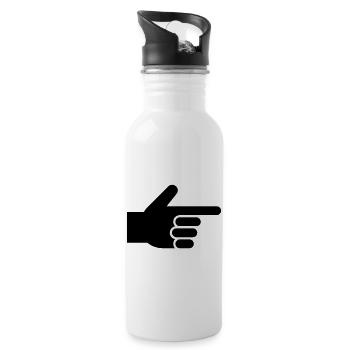 Hand, Zeigefinger, Zeiger - Trinkflasche mit integriertem Trinkhalm - Weiß - Rechts